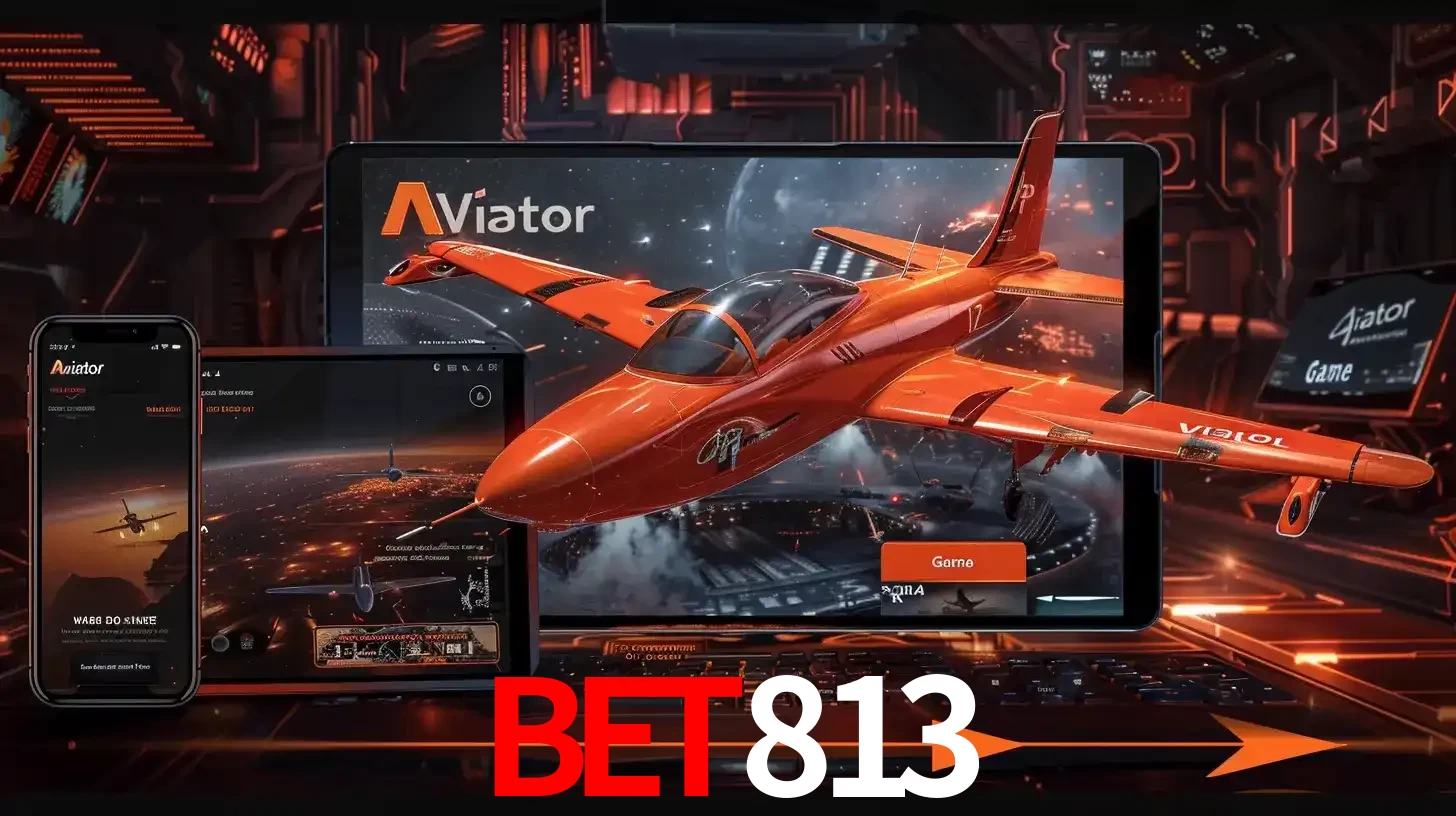 Apresentação tecnológica do jogo Aviator com um avião saindo da tela de um tablet, demonstrando a experiência imersiva em múltiplos dispositivos no BET813.