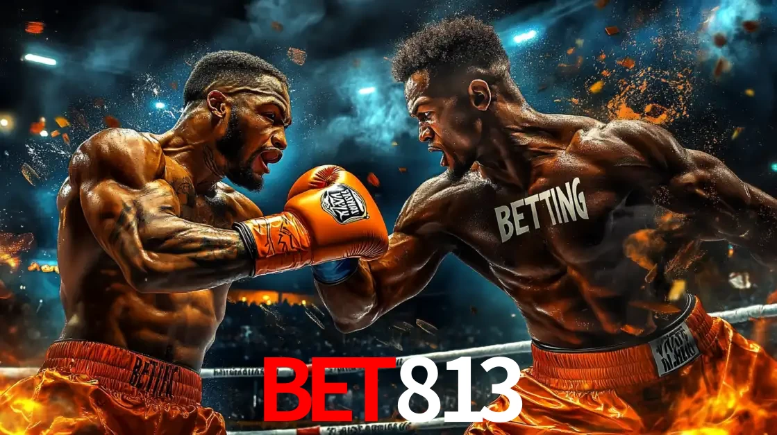 Dois boxeadores em uma luta intensa e explosiva, representando a adrenalina e as oportunidades de apostas em esportes de combate disponíveis na plataforma BET813.